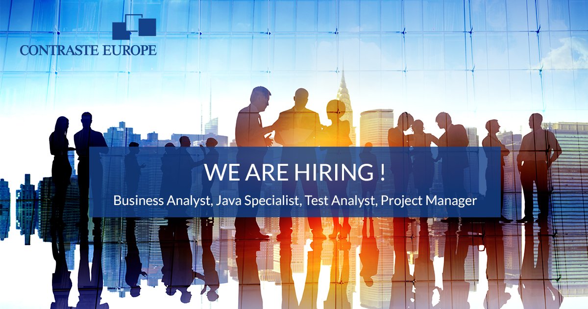 ContrasteEurope's tweet photo. You're #digitalminded? You know #IT & languages? You’re looking for new challenges? We are actively seeking for #BusinessAnalyst, #JavaSpecialist, #TestAnalyst & #ProjectManager!
👉Interested? Send your application to join-us@contraste.com 📨
#JOINUS #BECOMEACONTRASTER https://t.co/Q5d09Y1xxj