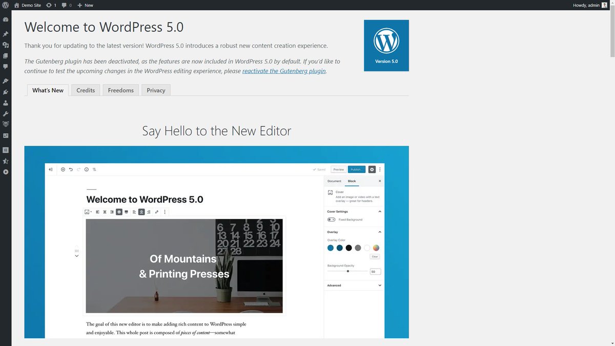 dascalescu's tweet image. So it begins!
Let me see the goodies #WordPress5 :)