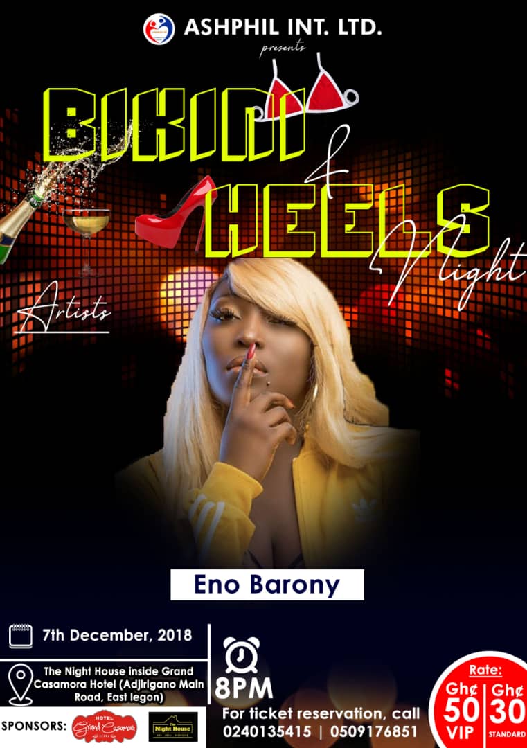 ash_event's tweet photo. @TheRealBolaRay this Friday  7th December 2018 Bikini &amp; Heels Night /  strippers  Night at The Night House inside Grand Casamora Hotel  (Adjirigano Mian  Road East Legon) For Ticket reservation call 0240135415 https://t.co/wHVaLPMEnl