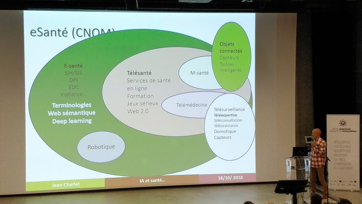 GFaghe's tweet photo. Jean Charlet du #LIMICS (@Inserm @APHP) introduit la journée "IA pour l'Homme et sa Santé", avec une vue d'ensemble de l'#IA et la #esanté. https://t.co/gDD6UI9Akd