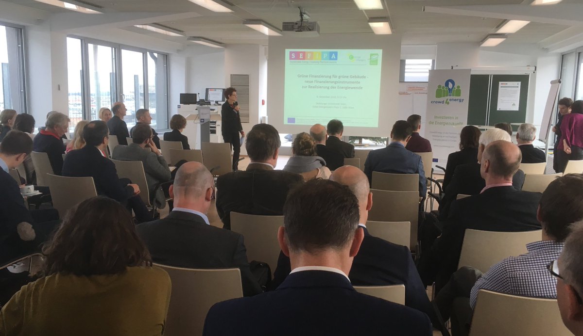 Crowd4Energy's tweet photo. Volles Haus bei der Abschlussveranstaltung des #Horizon2020 Projekts #SEFIPA.
Der Schwepunkt liegt bei der Finanzierung nachhaltiger Gebäude, auch für künftige Crowd4Energy Projekte. https://t.co/LEsU5r4Ryy