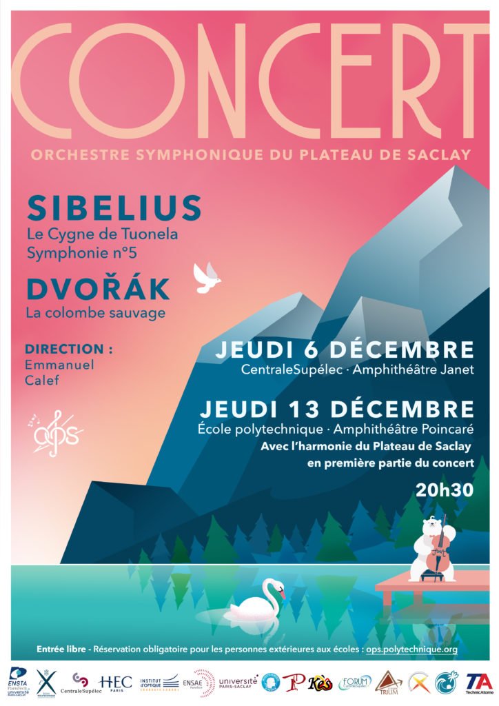 Orch_PlatSaclay's tweet photo. Égayez vos jeudis de décembre de musique avec notre série de concerts hivernaux :

- le 6 : symphonique @centralesupelec 
- le 13 : tous @Polytechnique 
- le 20 : harmonie @ENSTAParisTech

🎶 Aux programmes : Sibelius, Dvořák, Mahler, Houben et Mika 🎶

https://t.co/f1qT8fQyGm https://t.co/aawLIXedCK