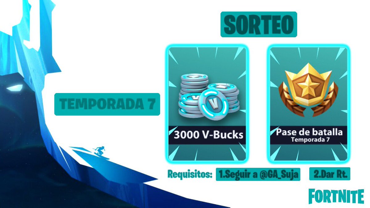suja_gg's tweet photo. 🔥 EPIC SORTEO 🔥

➡️ Follow @GA_SUJA 

➡️ RT a este tweet 

Dos ganadores: 3000 paVos y Pase de Batalla Temporada 7 ✅

Termina el 07/01/19 ✅

¿A que esperas 🥶❄️?

#FortniteSeason7 https://t.co/LNaSp9apfG