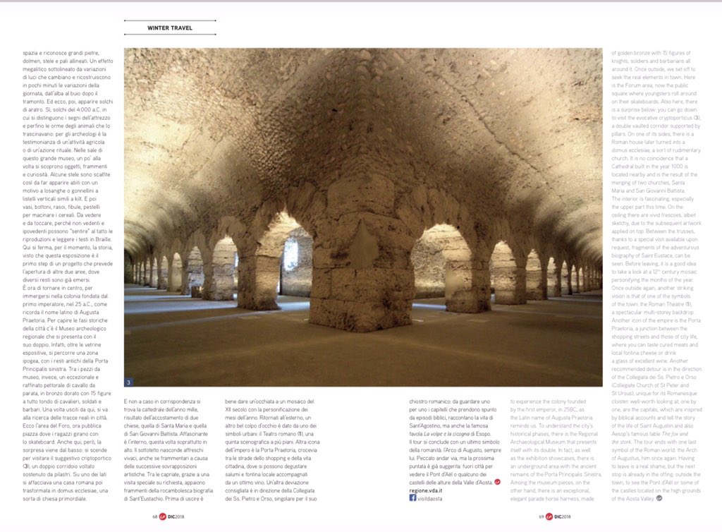 La storia di #Aosta merita un #viaggio per scoprire il fascino della sua immensa #cultura. La #Freccia di dicembre dedica un ampio articolo ad alcuni dei suoi luoghi più belli, dall’Area Megalitica agli affreschi nascosti della Cattedrale. #ilovevda #valledaosta #ferrovie #fs