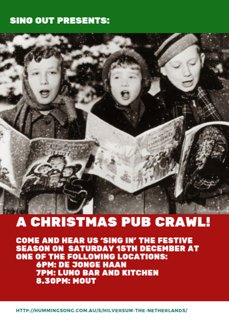 Come listen to us singing in different locations in the center of #Hilversum on 15th December! #pubcrawl #singout #christmas