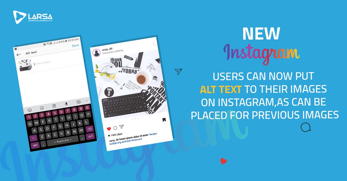 larsa_agency_en's tweet image. Instagram is introducing the ability to add alt text to photos in an effort to make the platform more accessible. 
Users can add their own custom alt text that can be read by screen readers to assist those with visual impairments

#instagram #alt_text #SEO #digital_marketing