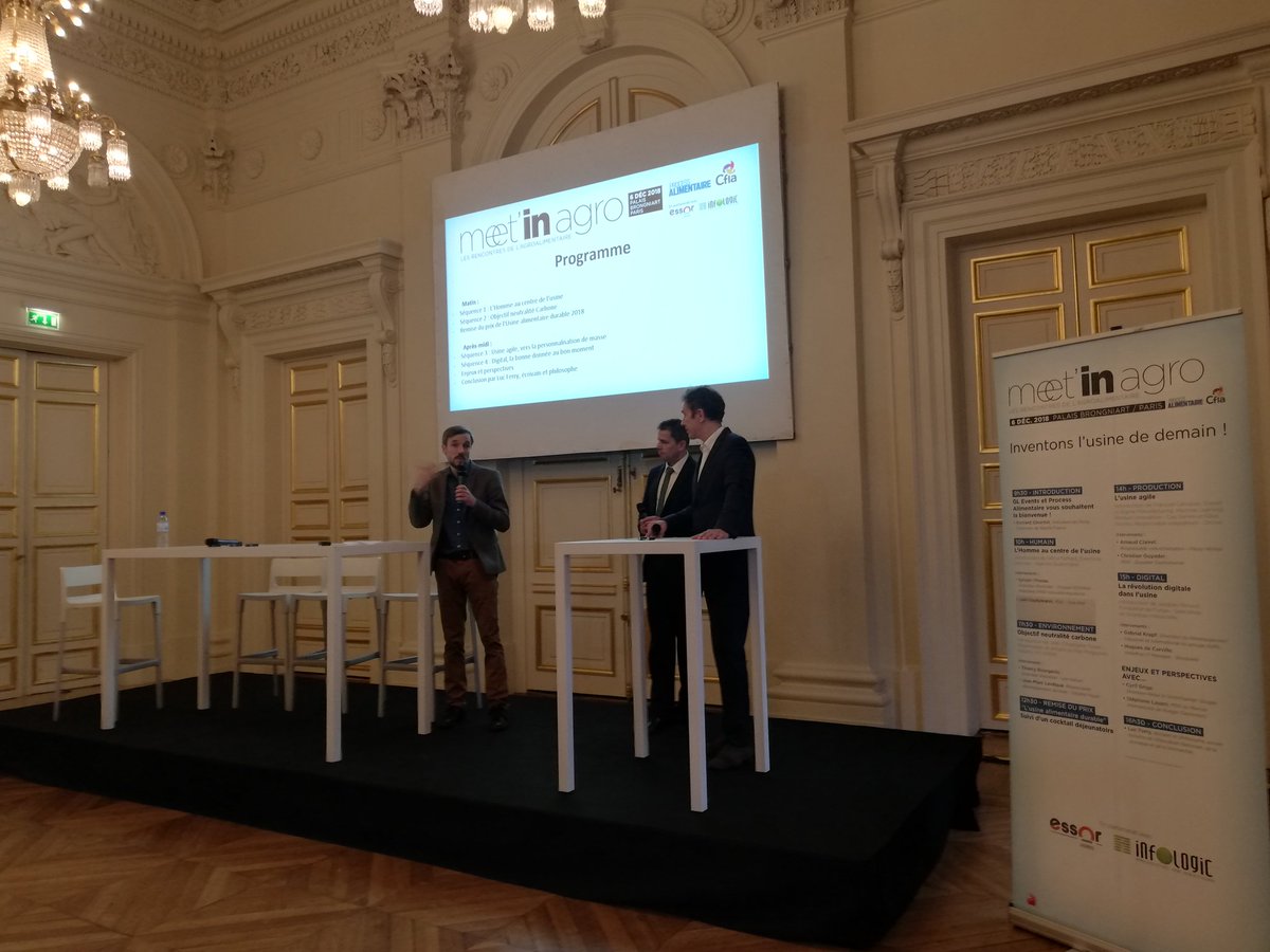 Processalim's tweet photo. Sébastien Gillet, directeur des salons CFIA de GL Events et Pierre Christen, rédacteur en chef de Process Alimentaire ouvrent la journée de colloque #Meetinagro. En partenariat avec @essorgroupe et #infologic. https://t.co/xjKnhciu8z