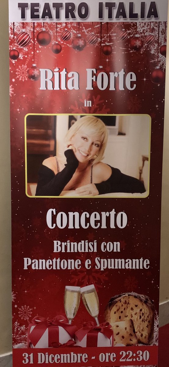 Cari amici vi aspetto al TEATRO ITALIA a Roma Via Bari,18 per festeggiare insieme l’inizio del Nuovo Anno con tante belle canzoni. Un abbraccio con affetto