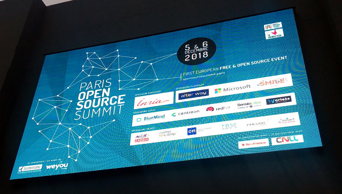 Second et déjà dernier jour au #POSS2018 avec une partie de l'équipe FR #cmsms - Venez nous rencontrer ainsi que les nombreux autres projets #OpenSource et assister aux conférences - opensourcesummit.paris