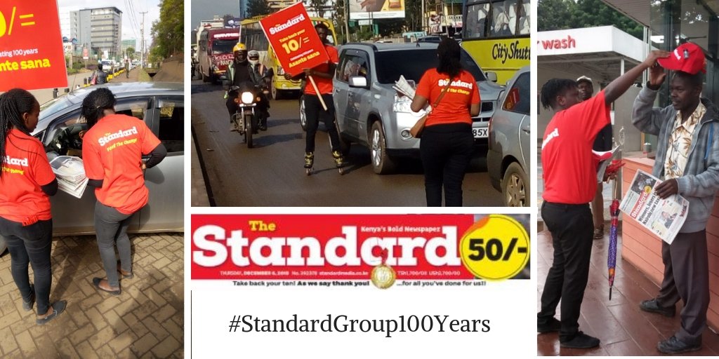 StandardKenya's tweet photo. Celebrating 100 years of service to the Media Industry!
Grab your copy of the Standard Newspaper at 50 bob today!

#StandardGroup100Years 
#TakeBackYourTen 
@StandardKenya @KTNKenya
@KTNNewsKE @MillennialVybe @IMR_Ltd https://t.co/sx9uIJJRMU