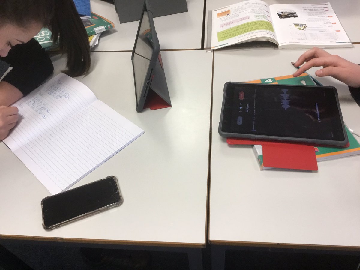 MissAngus2016's tweet photo. A twist on running dictation heute! S3 pupils had to find and record a paragraph of text in German 🇩🇪 using voice memo on their iPads!Their group had to listen to the recording and translate the information into English! Die Aussprache war sehr gut! #LHSGetsDigital https://t.co/3MsHSVi9N3