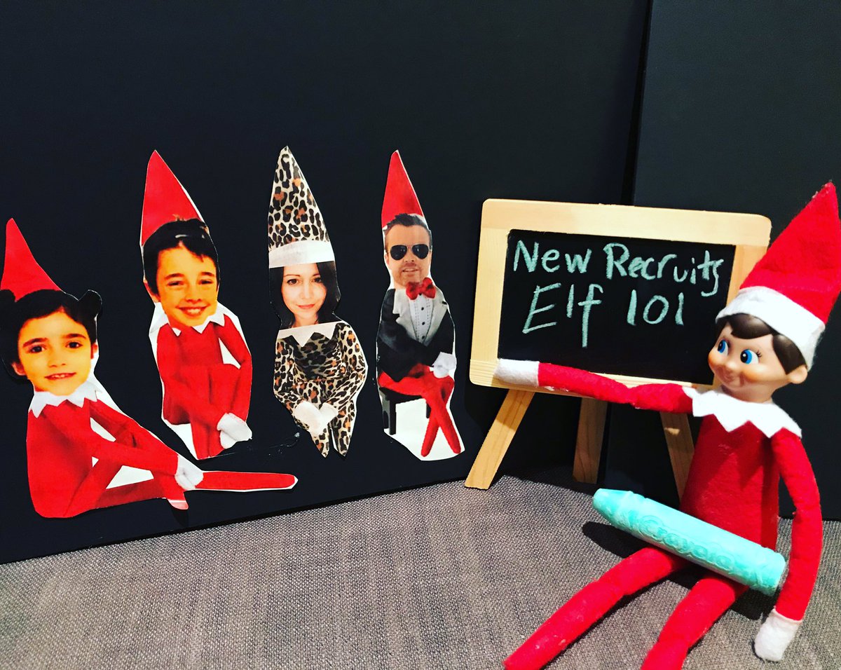 amyclwood's tweet photo. Our elf was busy teaching the ropes to new recruits last night (spoiler alert since I am new to Twitter: it’s my family, lol!) #ryanbean #elfontheshelf https://t.co/zuhRniceIC