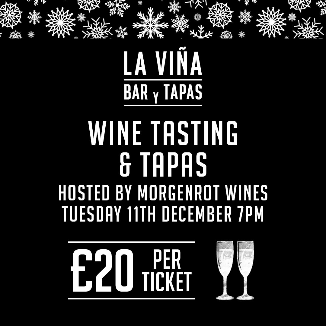 Our Winter Wine Tasting is next Tuesday and we have some limited availability!
5 wines with matched tapas for each one - a festive treat not to be missed!