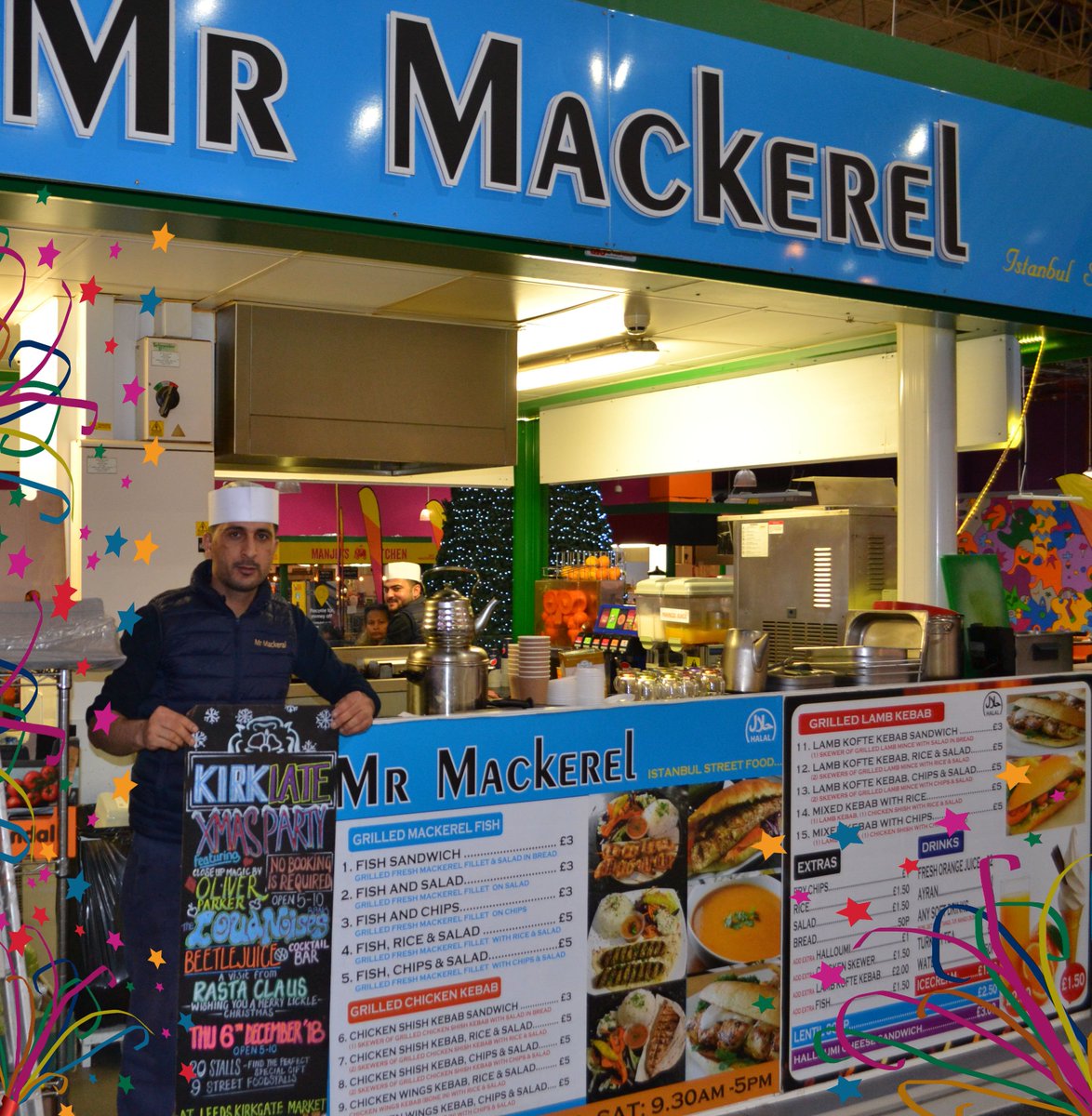 See you @MrMackeral for a delicious kebab at #KirkLATE Xmas Party open tonight #LeedsChristmas Kirkgate Market