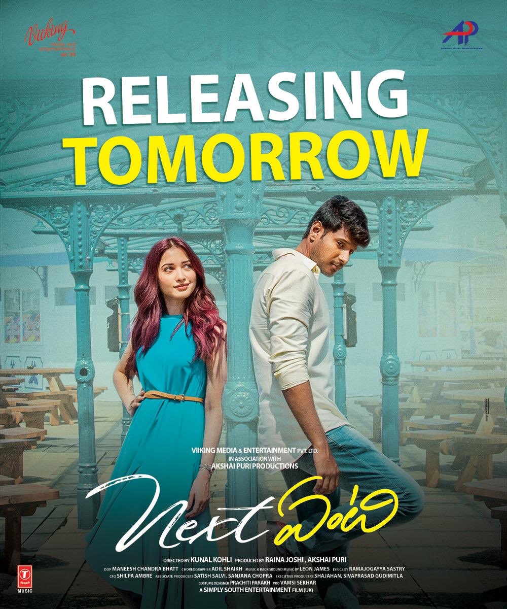 TeamCineVeduka's tweet photo. #NextEnti Grand Releasing Tomorrow
#NextEntiFromTomorrow
#NextEntiOnDec7
@tamannaahspeaks @sundeepkishan @pnavdeep26 @PuriAkshai https://t.co/KcPLjJiTeJ