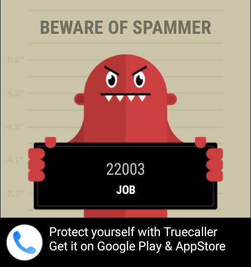 ncb_ss's tweet image. Truecaller saved me from this spammer! Get protected now: truecaller.com #SpamShame