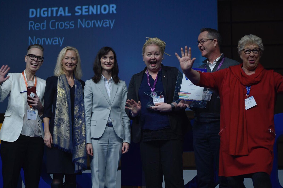 We loved 😍 the excitement of @rodekorsnorge 🇳🇴 European #DigitalSkills award winners 🏆 of category 1: Digital Skills for all! Missed the session? You can check it on our #ICT2018 playlist ▶️ bit.ly/ICT2018_sessio…