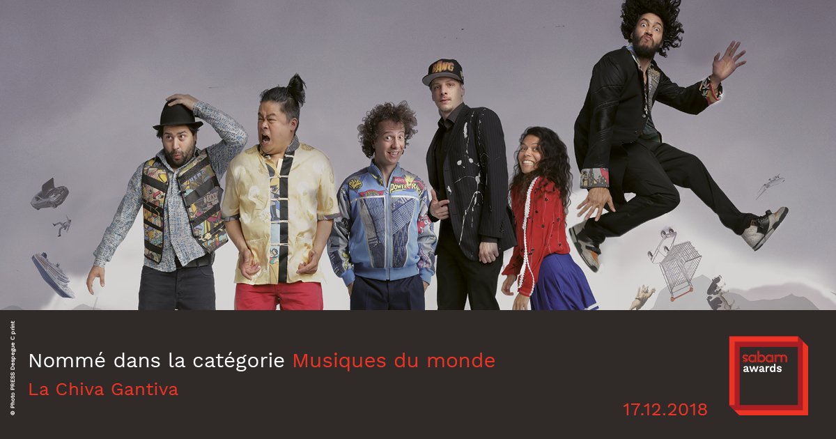 La Sabam dévoile les nommés de la 6ème édition des Sabam Awards ! 🏆🎉Les nommés de la catégorie Musiques du monde 🎶 sont : ◾Afrikän Protoköl◾Karim Baggili◾Belem and The Mekanics◾La Chiva Gantiva