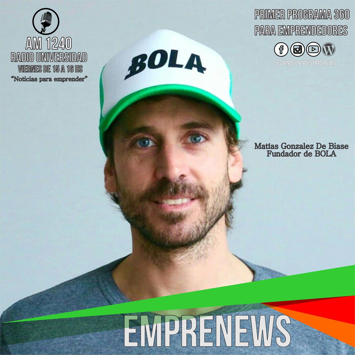 emprenews's tweet photo. ¡¡¡Estamos de Festejo!!! 📣✊🎉Llegamos a 100 emprendedores entrevistados... #30Programas..
#EmpreNews "Noticias para Emprender" #ProgramaN°30 Entrevistas : Matías Gonzalez De BIase fundador de #FcBola.  Conduce: Fabio Perussich Williams,  Producción General: IMedia Sur Agencia® https://t.co/LOsoVmxsVu