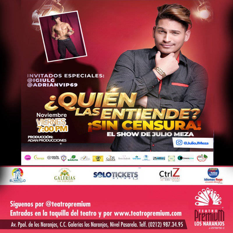 NUEVA FUNCION Viernes 7 de DICIEMBRE  Julio Meza. En su NUEVA temporada de ¿QUIEN LAS ENTIENDE?. En su versión Mono-up para dibujar CON MUCHO HUMOR lo difícil que es entender la psicología femenina.