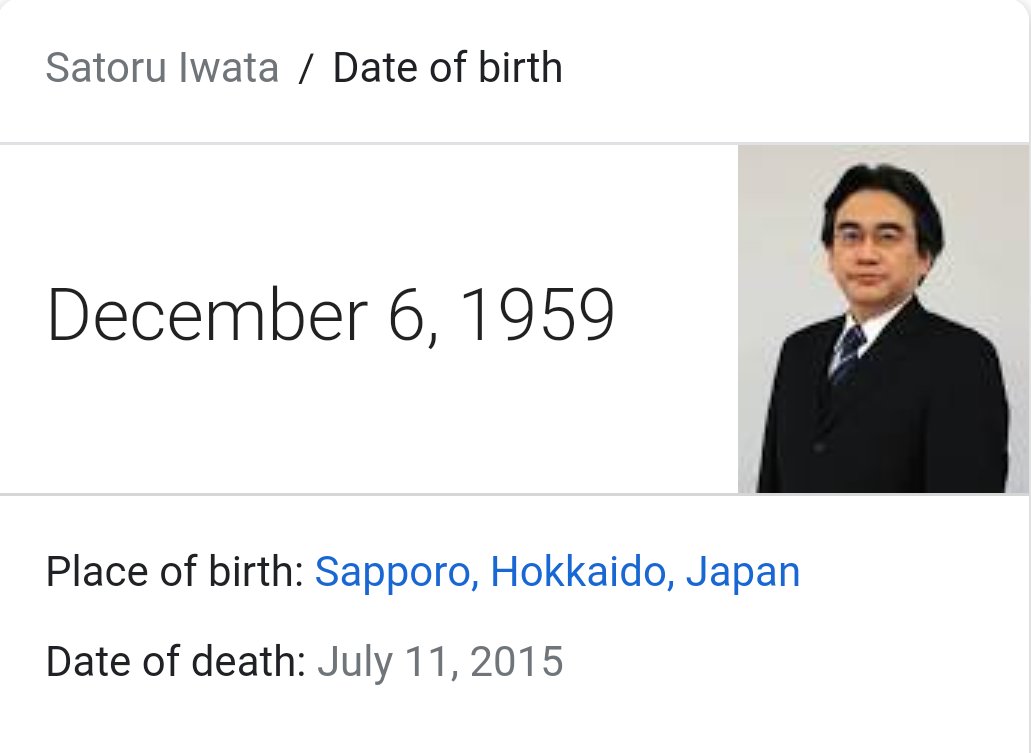 Happy Birthday to the legendary Satoru Iwata, may your legacy live on for eternity 