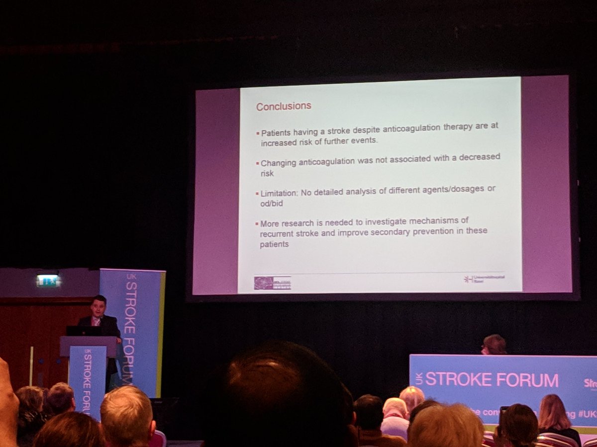 UCLStrokeRes's tweet photo. David Seiffge on a really important topic - anticoagulant treatment failure - at #UKSF18. More work definitely needed in this area... https://t.co/6ahUwb5hvw