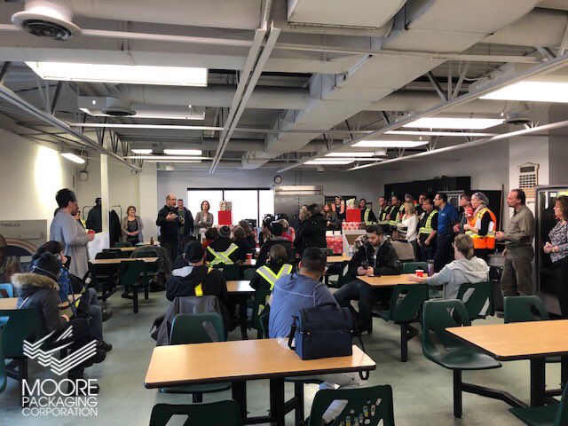 Peter Sundbord, Executive Director of the Barrie Food Bank, helped us launch the annual Moore Packaging Christmas Food Drive. Peter spoke to our staff about the impact our donations can have on local families around the holidays.#community #barrie #givingback #barriefoodbank