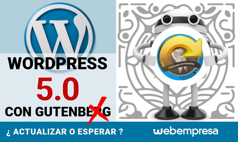 WebEmpresa's tweet photo. WordPress 5.0 con Gutenberg ¿actualizar o esperar? https://t.co/DDr0hu87Oz Te explicamos el porqué deberías esperar a WordPress 5.0.1 para actualizar!!!! #wordpress50 #gutenberg #upgrade #wordpress https://t.co/Fm7WpMPqkg