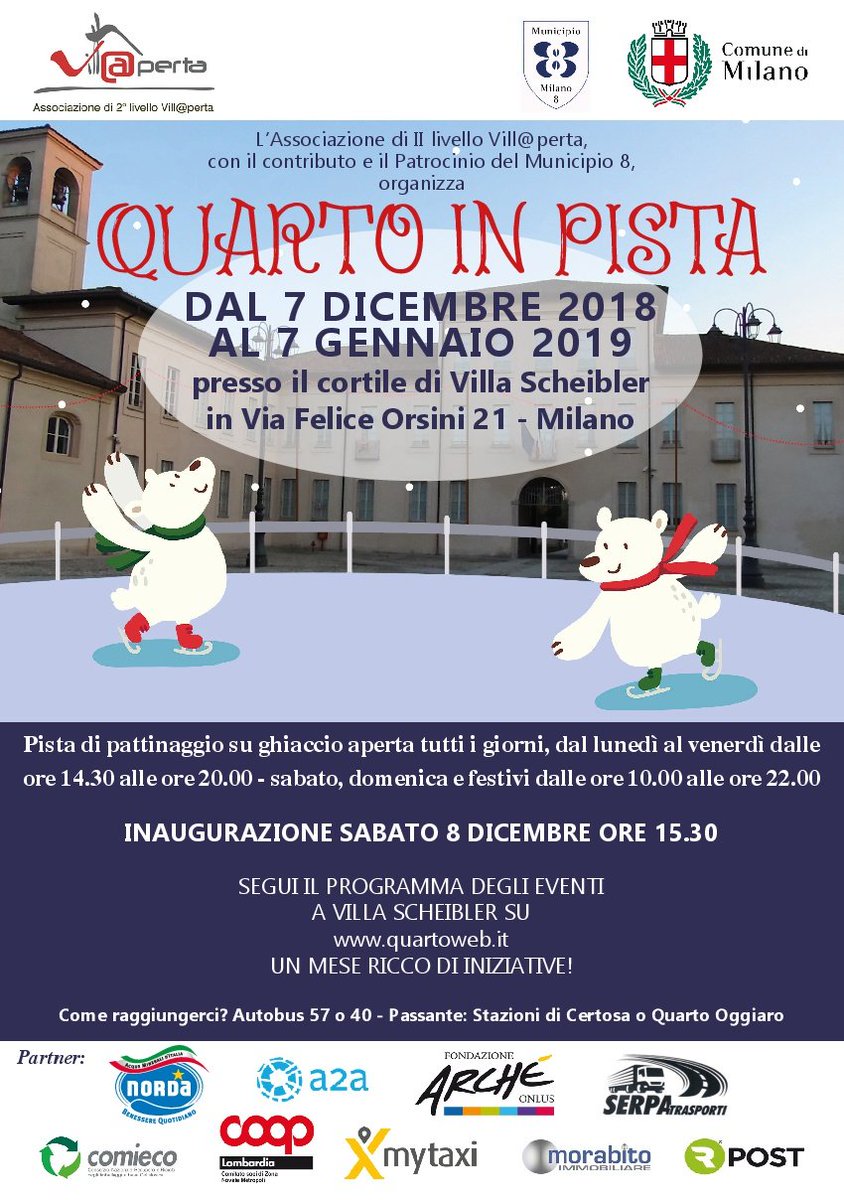 MarcoGranelliMI's tweet photo. Sabato #8dicembre ore 15.30 inaugurazione della pista di pattinaggio su ghiaccio a Villa #Scheibler via Felice Orsini 21 #Milano con @Anna_Scavuzzo e Simone Zambelli https://t.co/NXa18Zz8uE