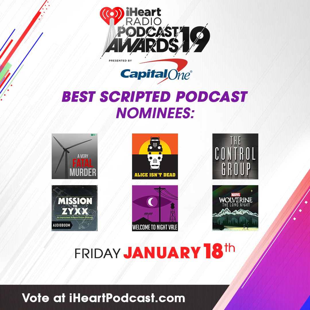 iHeartRadio's tweet image. Vote for your favorite Scripted Podcast by using hashtags #ScriptedPodcast #iHeartPodcastAwards and your favorite nominee! 📝🎬

Or visit iHeartPodcast.com to vote now!