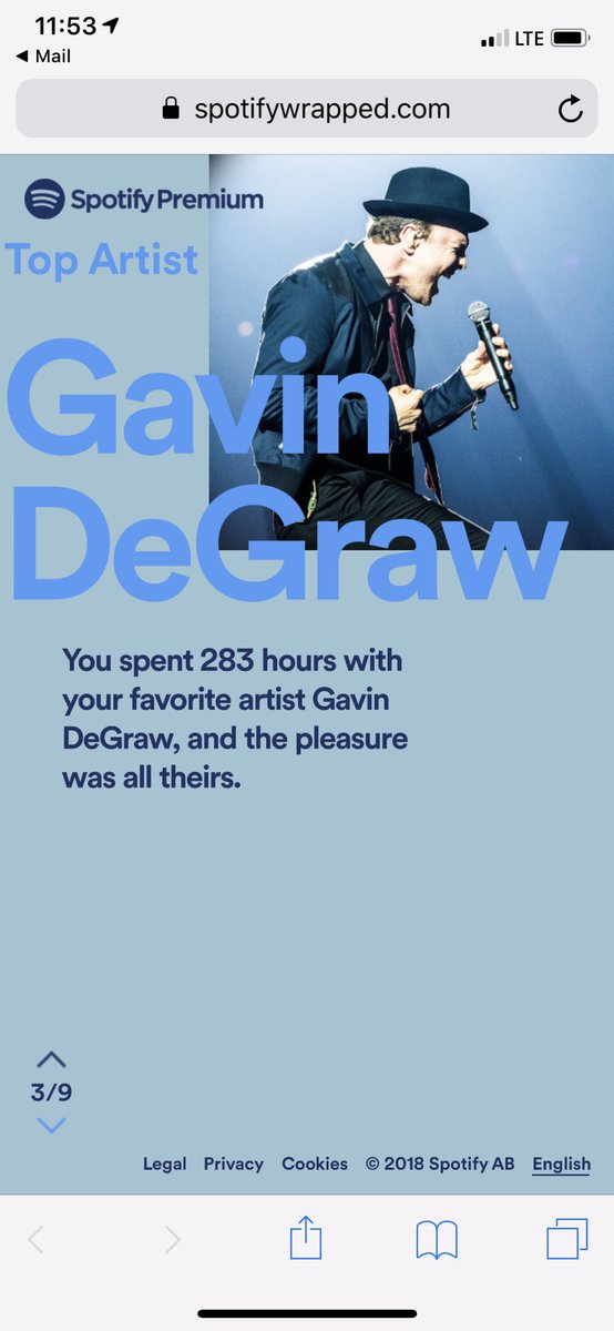 Jennifermriley's tweet photo. Thanks @Spotify for reaffirming that @GavinDeGraw is my favorite artist. https://t.co/YT2TZPGs7G