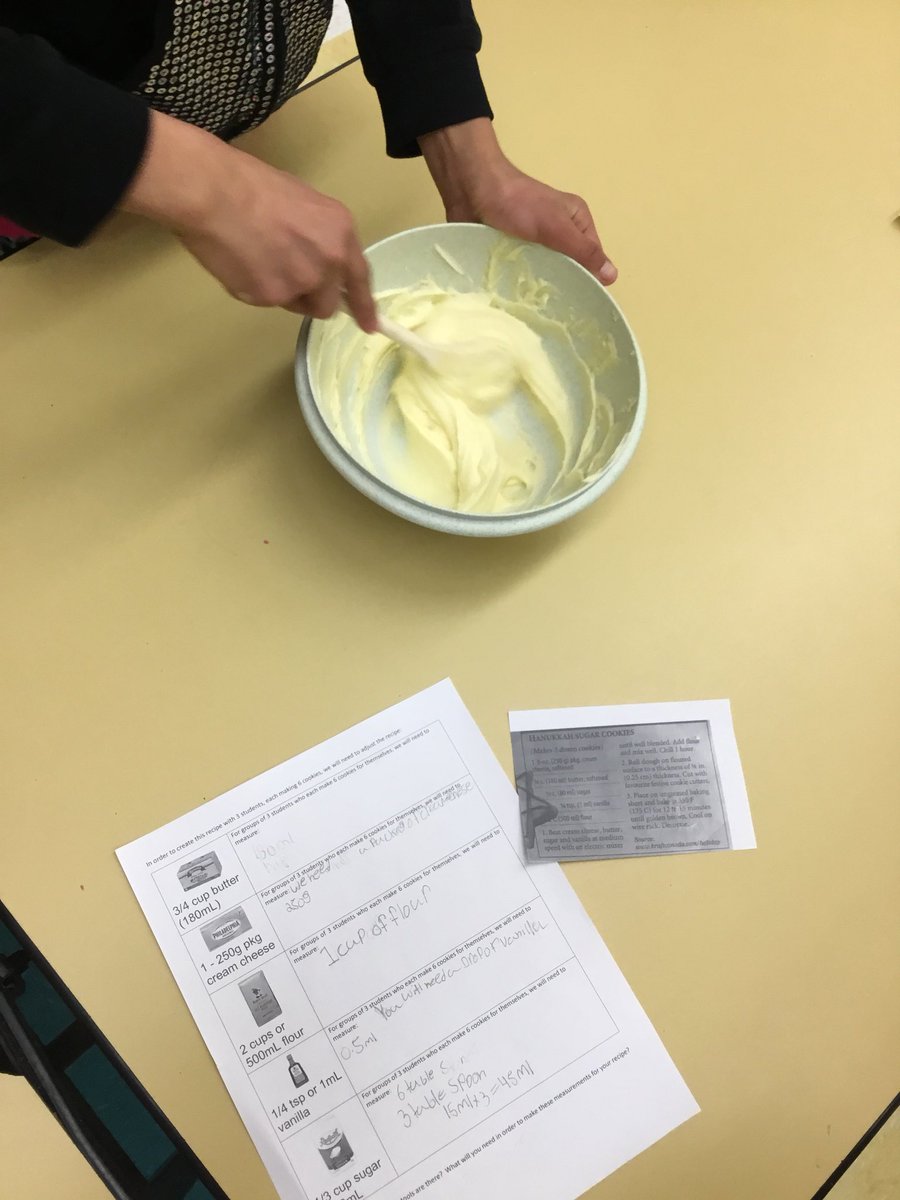 orchard_cheryl's tweet photo. After doing all the math to calculate amount and cost of ingredients needed for cookies, the baking finally begins! ALL students can access this #handsonlearning activity @whiteoaksps @HeaneyOCT @susanmiller1999 #TVDSBMath #ESL https://t.co/7fxuhuC4P3
