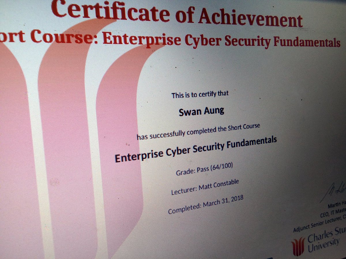 koswanaung's tweet image. Thanks @CharlesSturtUni for great courses via @ITMastersCSU

#ITMastersCSU #postgraduate #University