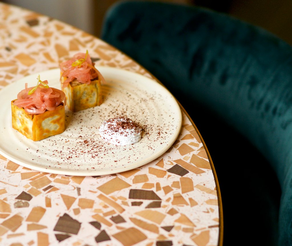 Warm chermoula lamb rillettes, sumac yogurt...