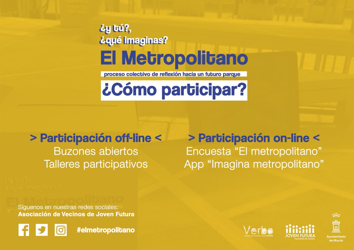 JovenFutura's tweet photo. Participa en #ElMetropolitano. 
Off-line u on-line, #participar es lo importante.
Aprende cómo: https://t.co/veBLx9OzDi
@Ballesta_Murcia @AytoMurcia @laverdad_es @diariolaopinion @SER_Murcia @COPE_Murcia @ROMRadio @DailyMur #Murcia #Navidad https://t.co/x3KPEUWmzi