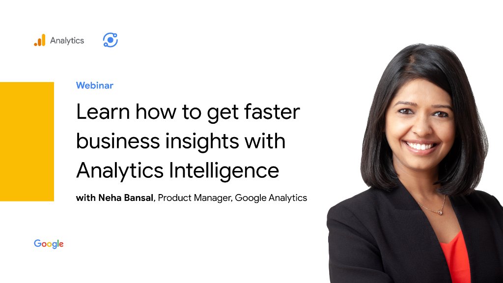 googleanalytics's tweet photo. See how easy it is to use #ML to better understand and act on your Google Analytics data. Join our Analytics Intelligence webinar led by Neha Bansal today at 11AM PST → https://t.co/qT0CwqRj8Y https://t.co/wXTXRpaSFd