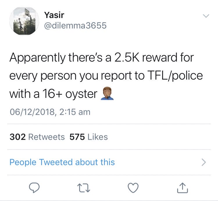 TheBeat1036fm's tweet photo. TFL are supposedly offering £2.5K to everyone who reports someone with a 16+ oyster....

The oyster gives users free bus travel &amp; half the rate of a usual adult train fair. It should only be used by 16-17 year olds.... what’re your thoughts on this? 👀

#TLTalks with @lucianjay_ https://t.co/UmcCmGK5w5