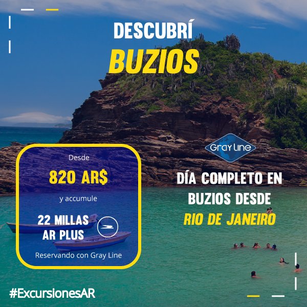 El pueblo de Buzios es una escala perfecta para los amantes de playas que quieran salir de Rio de Janeiro. 

Descubrí Buzios en 1 día con Gray Line desde Rio ! 🇧🇷🏖️ #brasil #buzios #escursionar #grayline

Que mas hacer desde Rio ? La respuesta esta aca = bit.ly/2Up96aO