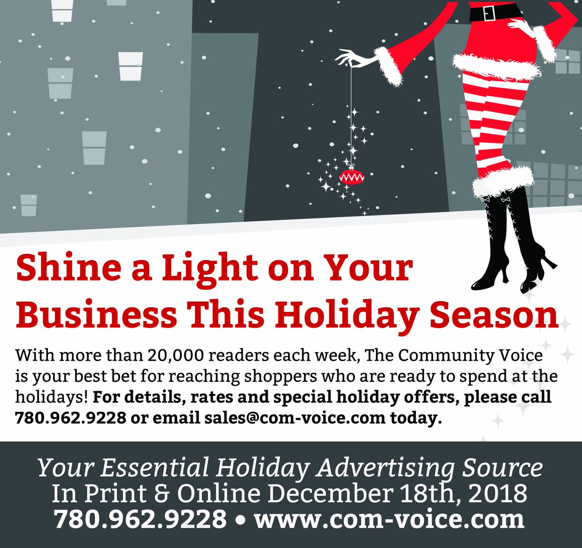 Our Christmas issue will be out on stands December 18th! 
Call to book your ad space today!🌲🌲🌲 
780-962-9228 or email sales@com-voice.com
com-voice.com