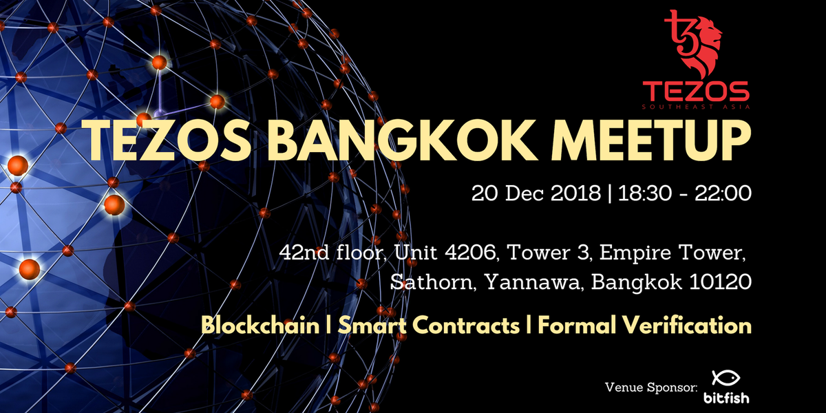 The next #Tezos Meetup is confirmed to be on 20 Dec 2018 @ 42nd floor, Unit 4206, Tower 3, Empire Tower, Sathorn, Yannawa, Bangkok 10120 from 1830 hours. 
Register now ▶️ eventbrite.sg/e/tezos-bangko… 
See you!😉 
#TezosSoutheastAsia #TezosSoutheastAsiaMeetup #Tezos #BangkokMeetup