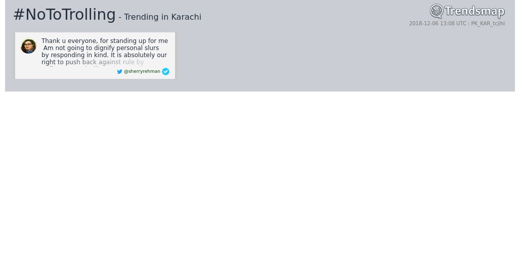 TrendsKarachi's tweet image. #nototrolling is now trending in #Karachi

trendsmap.com/r/PK_KAR_tcjihi