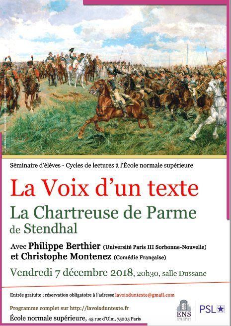 🌳 Réviser son programme de #Francais de #PREPA scientifique/#MPSI avec un comédien de la @ComedieFr et un professeur spécialiste de la #ChartreusedeParme ? C'est possible avec @LaVoixdUnTexte ! 😃
>> Demain soir à 20h30 à l'@ENS_ULM !
PLUS D'INFOS : bit.ly/2QB6xnb