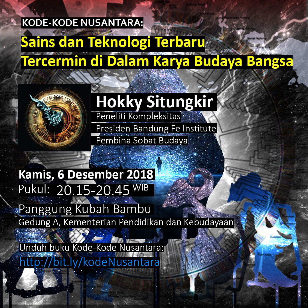 Selamat malam! Hari ini bang <a href="/quicchote/">Hokky Situngkir</a> akan tampil di sesi inspirasi Kongres Kebudayaan Indonesia 2018. Simak live tweet dan IG <a href="/sobatbudaya/">Sobat Budaya</a> ya!

#KodeNusantara
