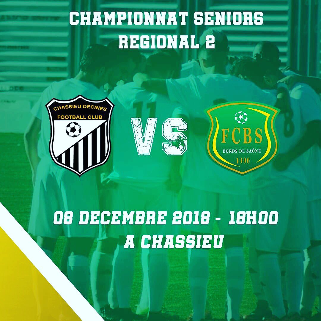 FootballFCBS's tweet image. ⚽️  Chassieu Decines FC - @FootballFCBS 
🗓 Samedi 8 décembre à 18h00
📍Chassieu