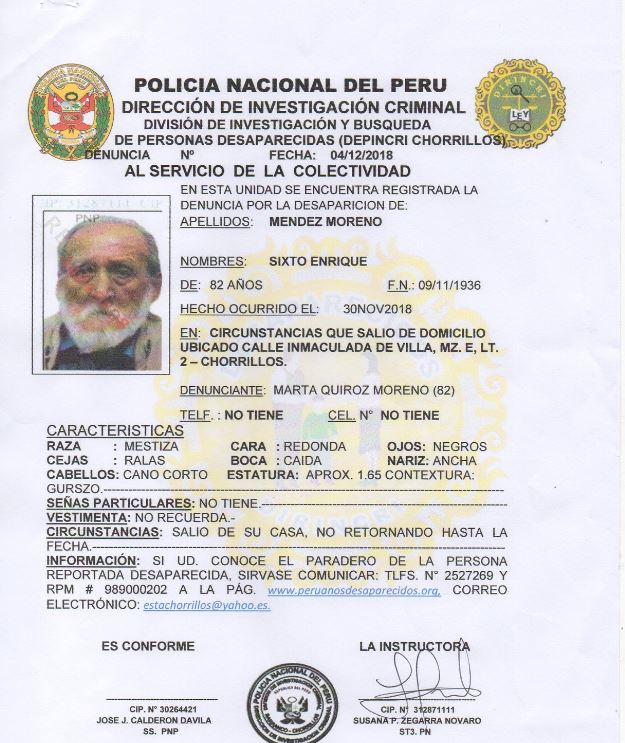 MuniLima's tweet photo. #AlertaAmberMML: Informamos la desaparición de Sixto Méndez Moreno (82), visto por última vez en el distrito de Chorrillos.
▶ Cualquier información comunicarse al teléfono: 989 000 202 https://t.co/SOMcPEFsdX