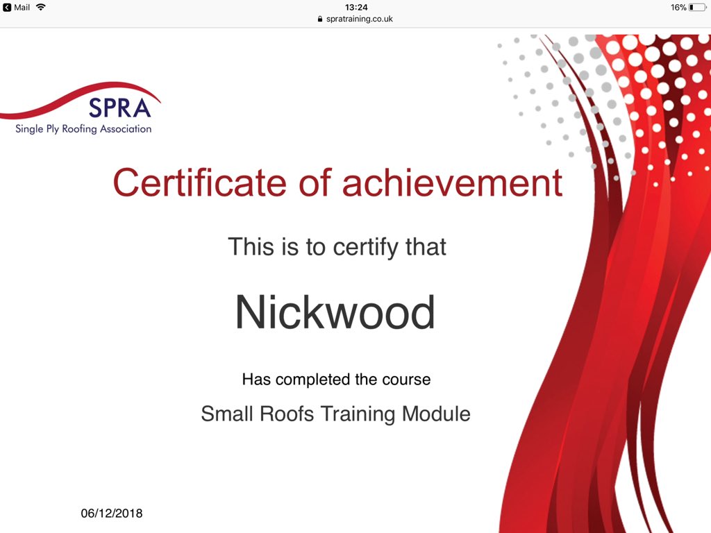 Totally worth the refresher and I recommend the online course to single ply fitters ,follow SPRA for more details @singleply @ikopolymeric