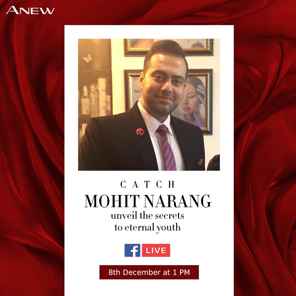 AvonIndia's tweet photo. Want your skin to look young? Catch the expert Live and ask away all your queries! Discover the secrets to younger looking skin with Mohit Narang on 8th December at 1 PM.
#Avon #SeeTheProof #AvonAnew https://t.co/pcBzKKr9vw