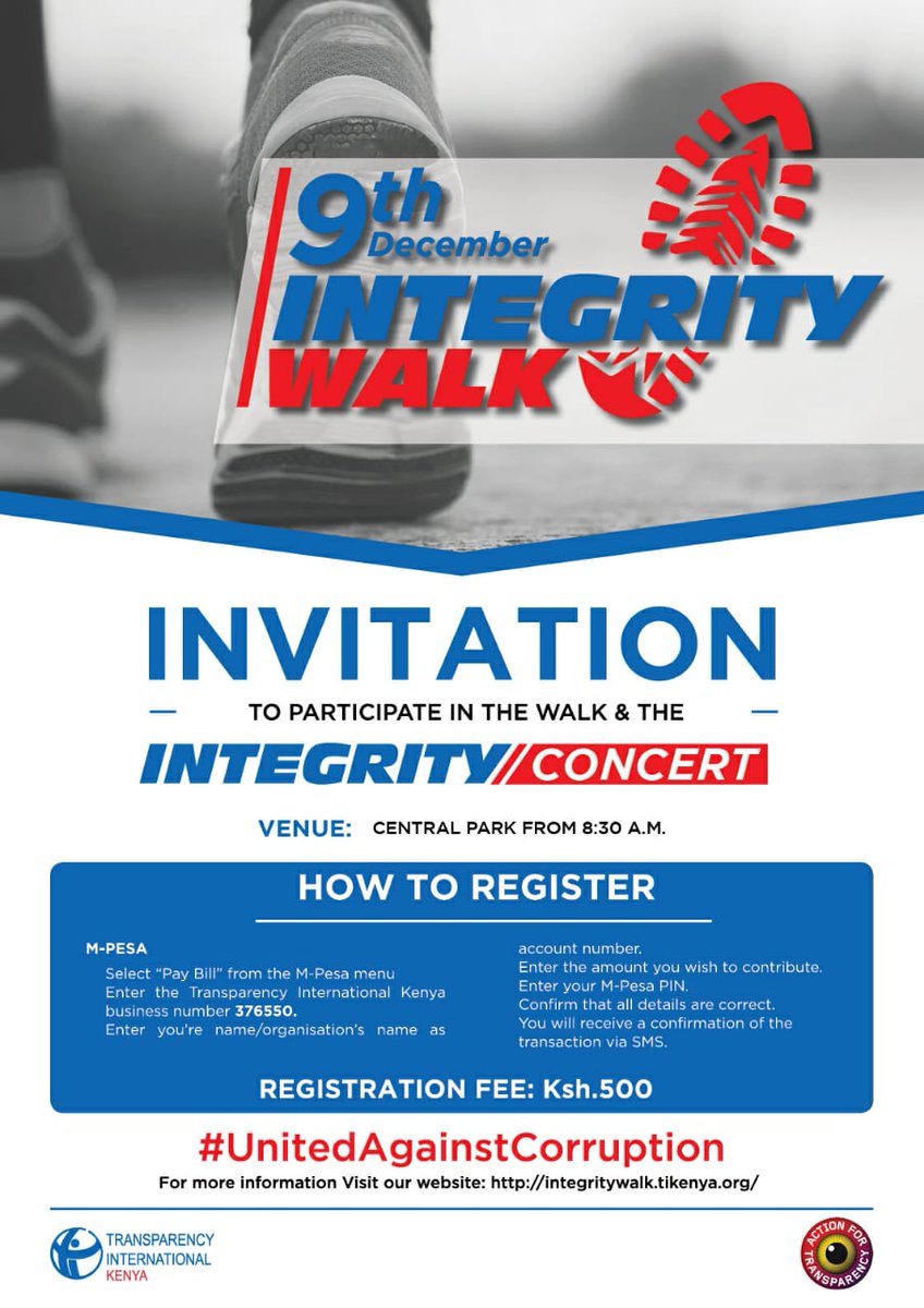 wahomejackie's tweet photo. Karibuni, come one, come all. Bring the kids along. Enjoy some lungfuls of (fresh) air as we mark the International Anti-corruption Day. @TIKenya @a4tkenya @KiambiuCenter @KiambiuJustice #integritywalk https://t.co/2QNRSfxR3Z