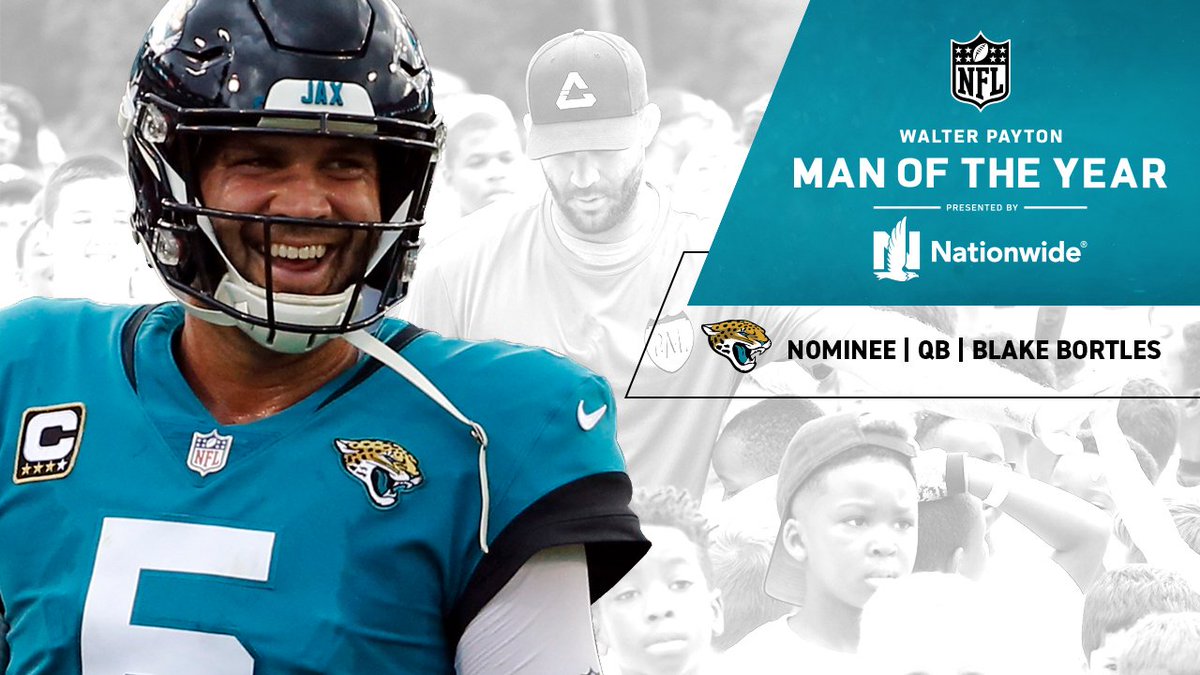 Congratulations to Blake Bortles on being named our 2018 Walter Payton Man of the Year nominee. 

<a href="/Nationwide/">Nationwide</a> | #WPMOY | #DUUUVAL