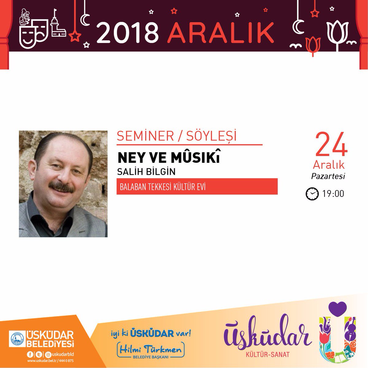 Salih Bilgin ile Ney ve Mûsıkî 24 Aralık saat 19.00 da <a href="/BalabanTekkesi/">BalabanTekkesi</a> nde...